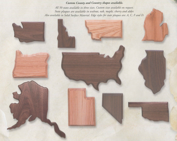 Wood state plaques by Big Sky