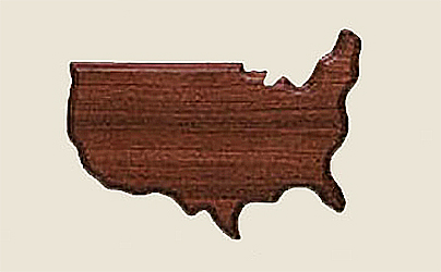 The USA Plaque is a wooden cutout of the contiguous United States on a light background.